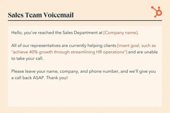 sales team voicemail greeting